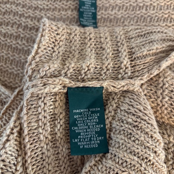 Ralph Lauren Womens Jeans Lace Up  Sweater Pullover Cotton Tan Brown Size Large - Picture 5 of 7